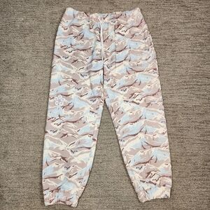 Snow Day Joggers Sweatpant Men Large Blue Tan Camo AOP Streetwear Hip-Hop Cotton